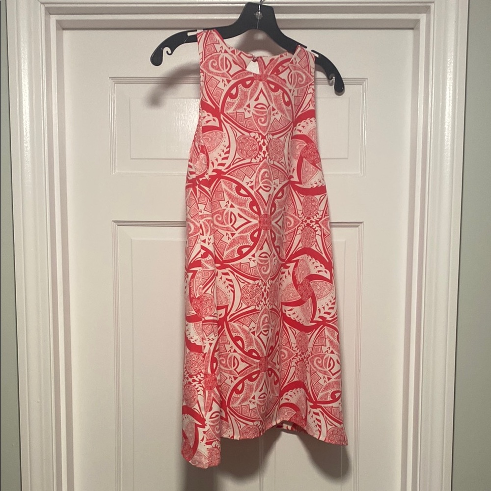Manuhealii Red and White Patterned Midi Dress